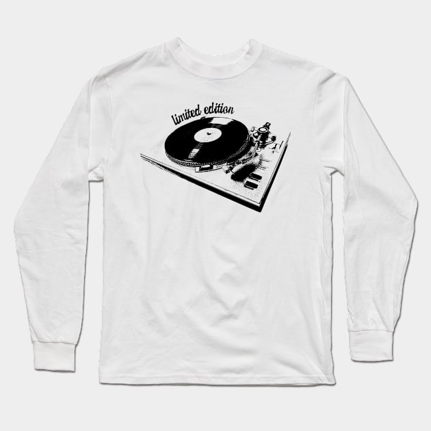 Turntable And Vinyl Record Illustration Long Sleeve T-Shirt by Spindriftdesigns